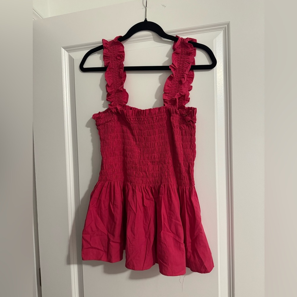 Lea & Viola Vibrant Pink Ruffled Blouse